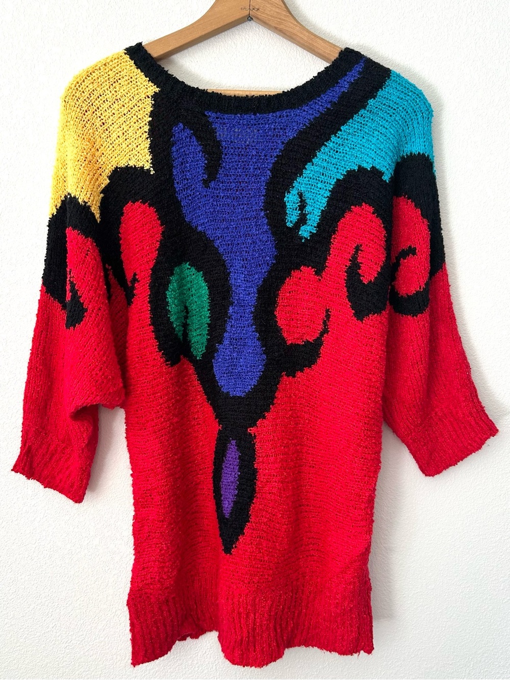 Beldoch Popper Vintage 80s Sweater Bold Retro Chenille Dopamine Dressing Size M